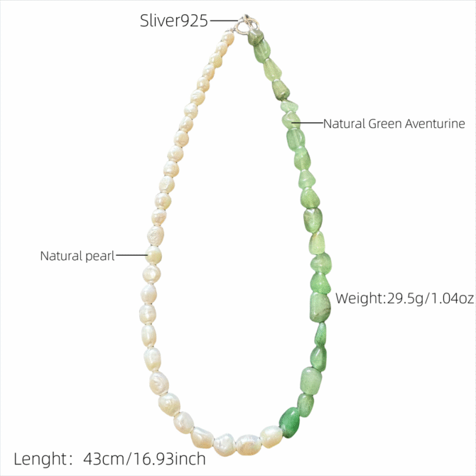 XL22 Natural Green Aventurine Pearl Necklace An Elegant Presentation of Natural Elements - Image 5
