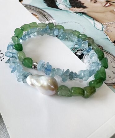 XL23 Summer Limited Edition Natural Aquamarine, Aventurine & Pearl Necklace