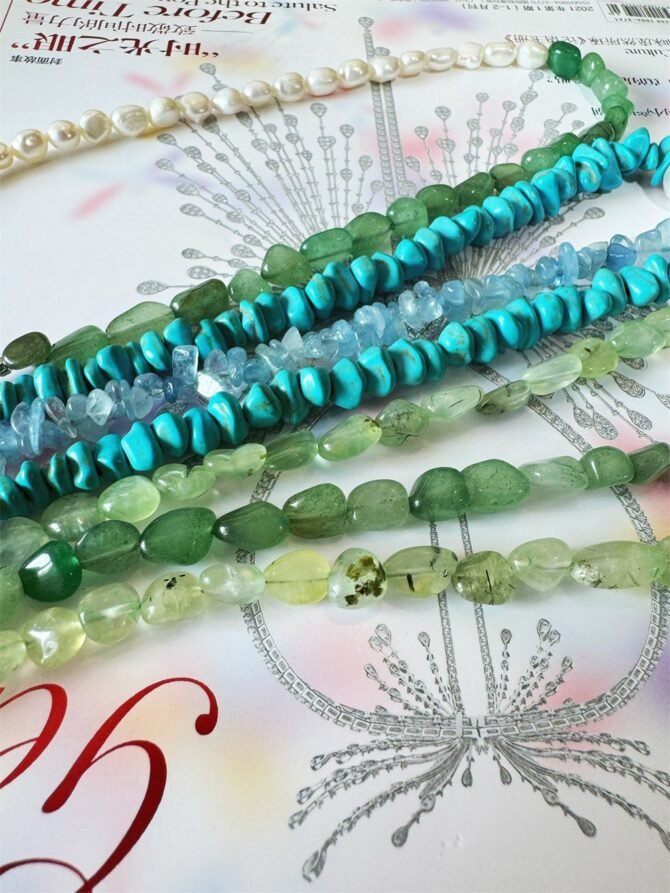 XL24 Fresh-style natural prehnite and pearl necklace - Image 2