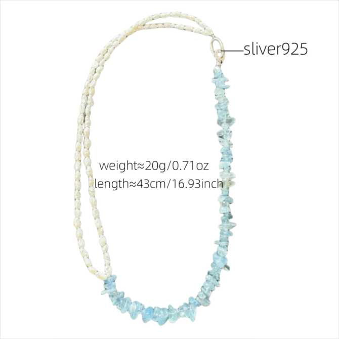 XL26 Natural Aquamarine and Pearl Spliced Necklace for Women, Ins Niche Design, Light Luxury High-end, Versatile Choker - Image 5