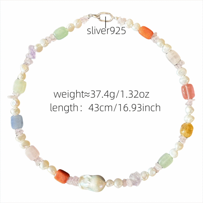 XL30 Colorful Natural Stone and Freshwater Pearl Mixed Necklace - Image 4