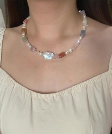 XL30 Colorful Natural Stone and Freshwater Pearl Mixed Necklace