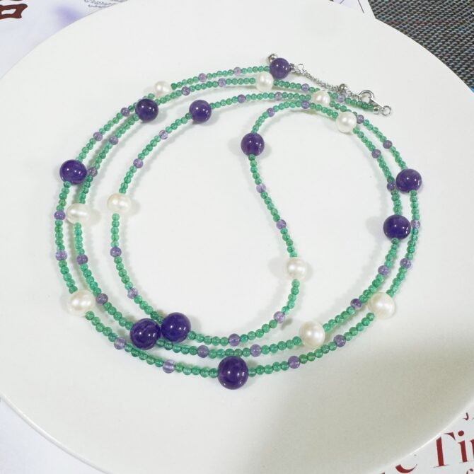 XL32 Long-length starry design natural pearl necklace