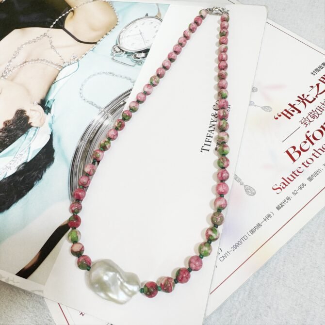 XL35 Red rose natural pearl necklace - Image 2