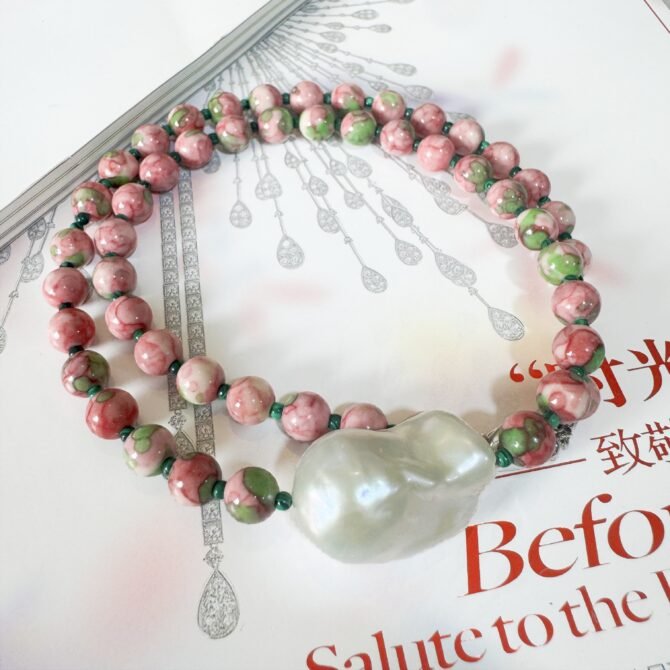 XL35 Red rose natural pearl necklace - Image 3