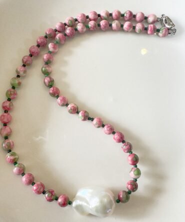 XL35 Red rose natural pearl necklace